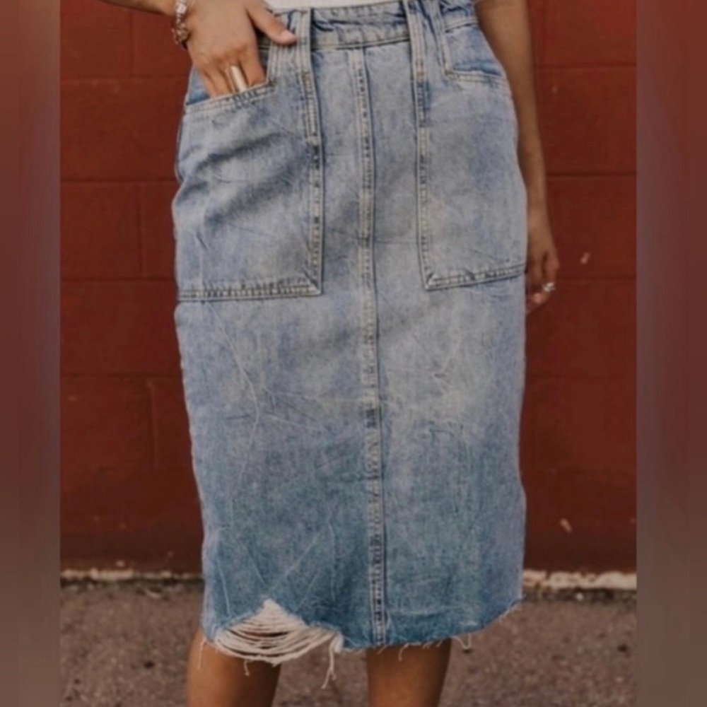 Roolee We The Free Free People Elisa pencil denim skirt Size 6